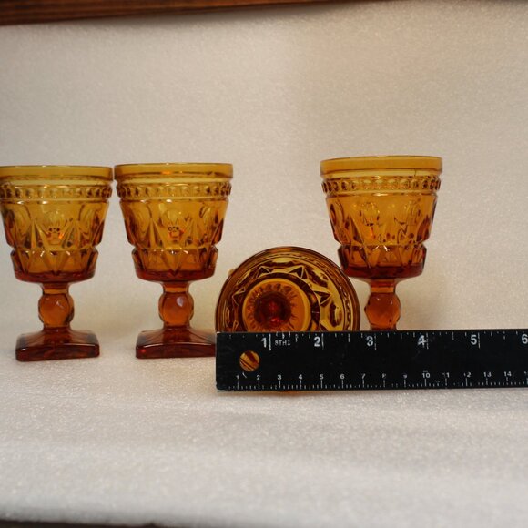 Set of 4 Indiana Glass Amber Goblets โ Colony Park Lane โ 4 oz โ Vintage โ EUC - Picture 5 of 5